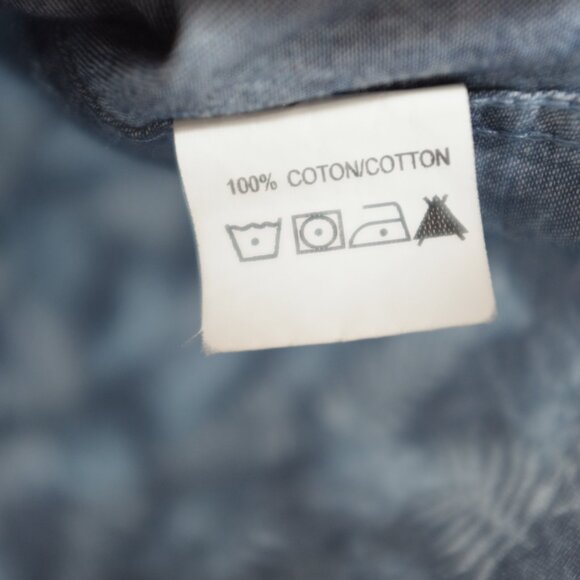 Rue saint patrick blue white feather leaves button down 100% cotton size M - Picture 7 of 10